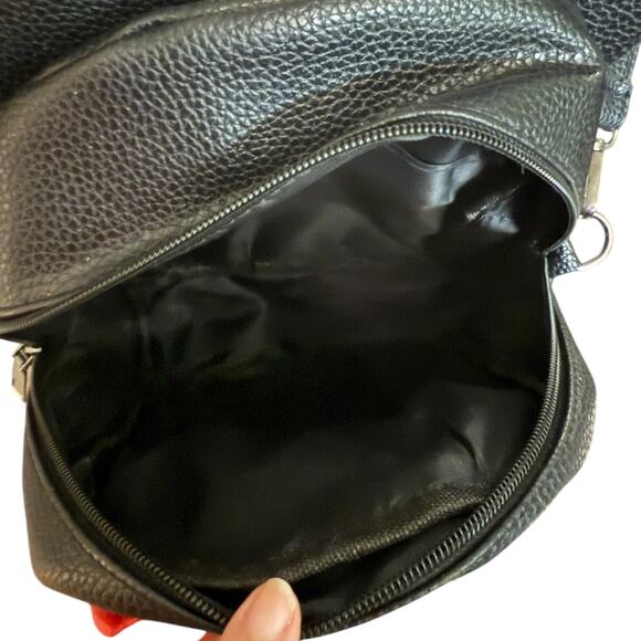 Black Faux Leather Mouse Ears Small Backpack - Picture 4 of 5